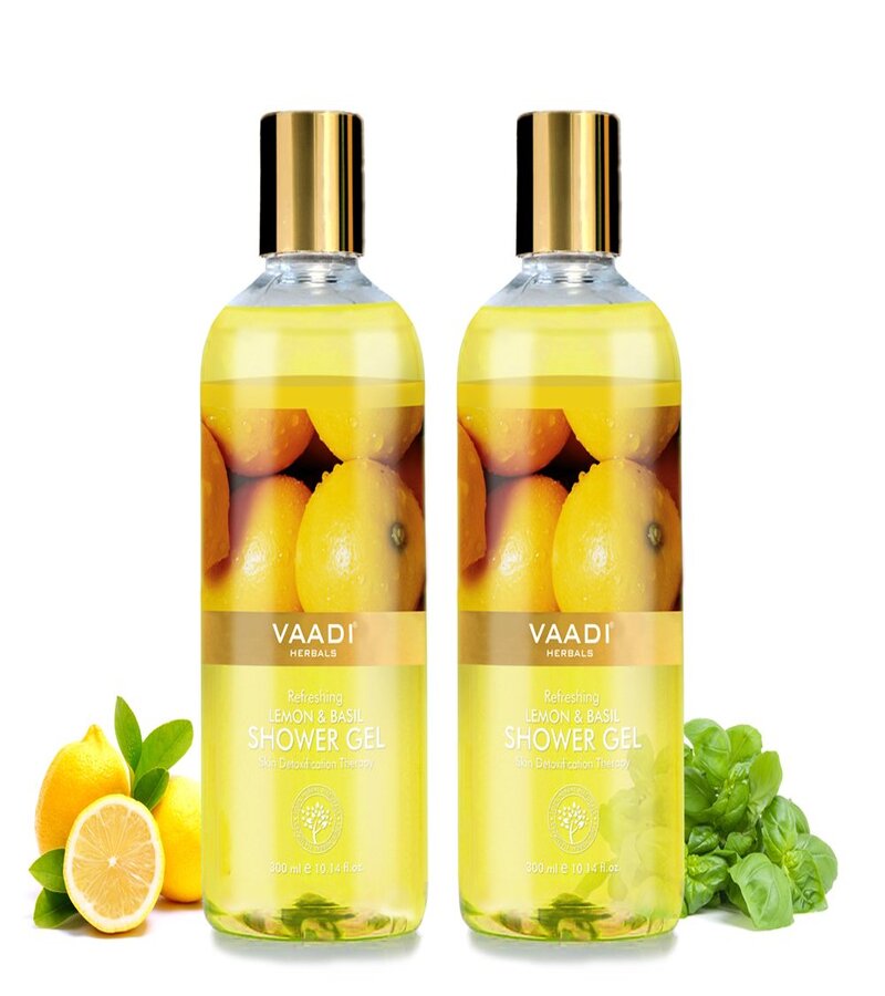 Vaadi Herbals + body wash + Refreshing Lemon & Basil Shower Gel + Pack of 2 + buy
