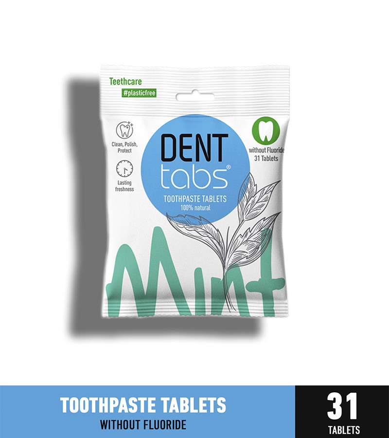 Denttabs + toothpaste & tabs + Denttabs toothpaste tablets – Mint flavor Plastic Free 31 tablets without fluoride + 31 Tablets + online