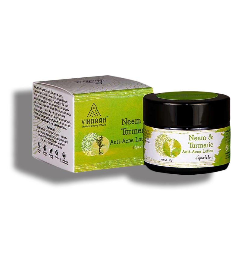 Vikarah + face serums + face creams + Neem & Turmeric Anti-Acne Lotion + 30 gm + buy