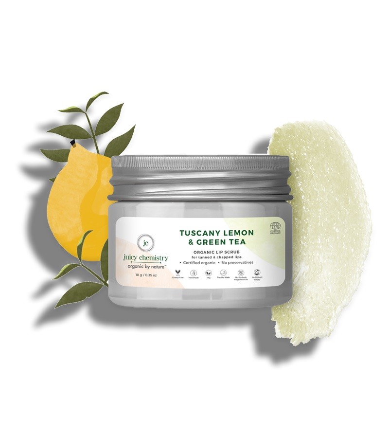 Juicy Chemistry + lip balms & butters + Organic Tuscany Lemon & Green Tea Organic Lip Scrub + 10gm + online