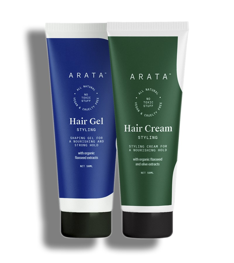 Arata + hair styling + Natural Hair Styling Combo with Hair Gel & Hair Cream for Men & Women + 100ml + buy