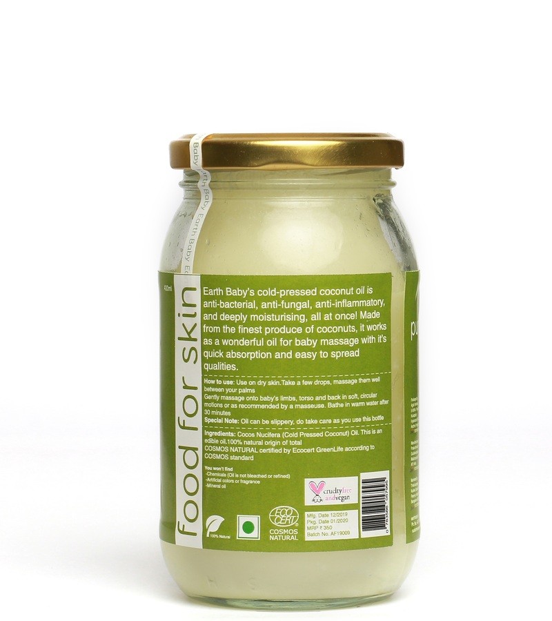 earthBaby + oils & creams + 100% Natural origin Cold-Pressed Coconut Oil + 400ml + shop