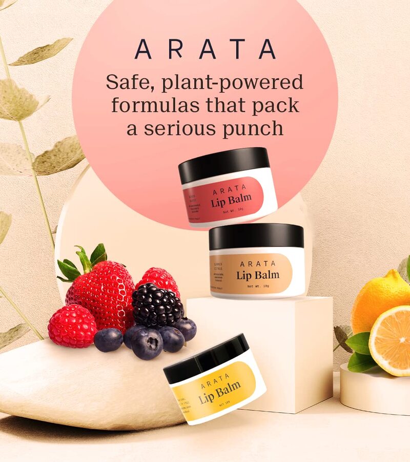 Arata + lip balms & butters + Summer Citrus Lip Balm + 10 gm + discount