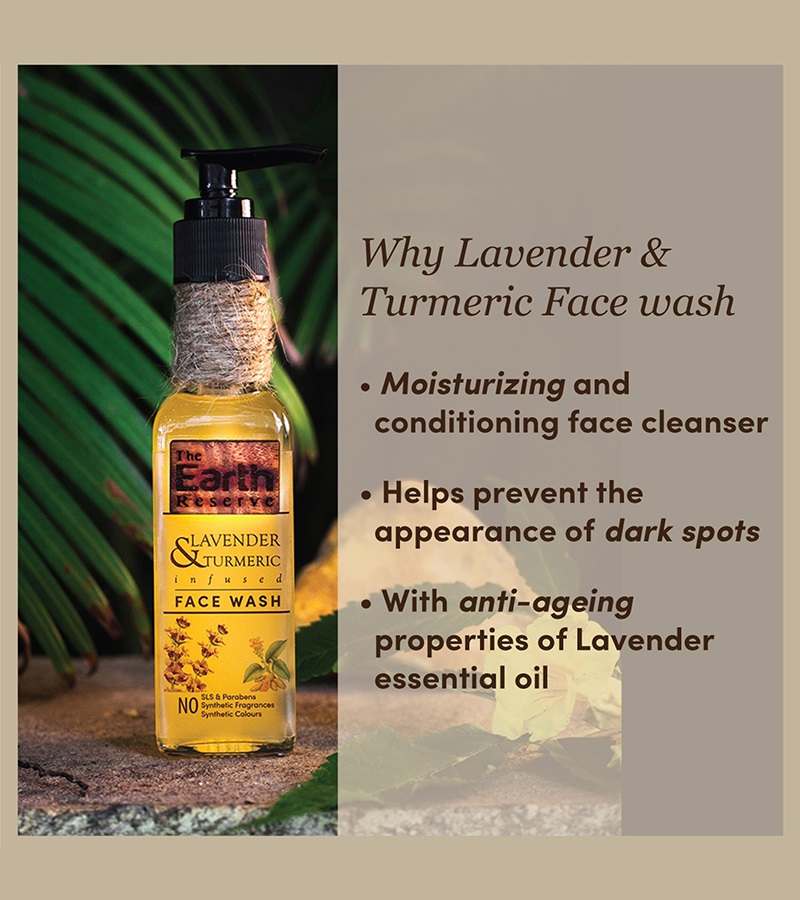 The Earth Reserve + face wash + scrubs + Lavender & Turmeric Infused Face Wash + 100ml + discount