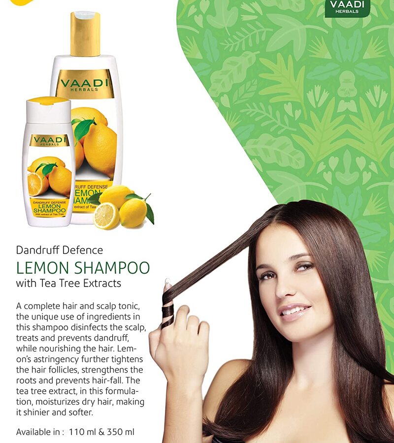 Vaadi Herbals + shampoo + Dandruff Defense Lemon Shampoo with Extracts of Tea Tree + Pack of 3 + deal