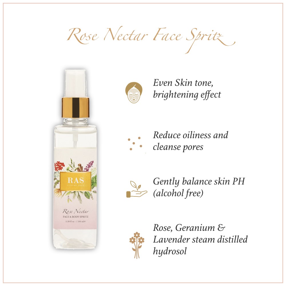 RAS Luxury Oils + toners + mists + Rose nectar Face & Body Spritz + 50 ml + online