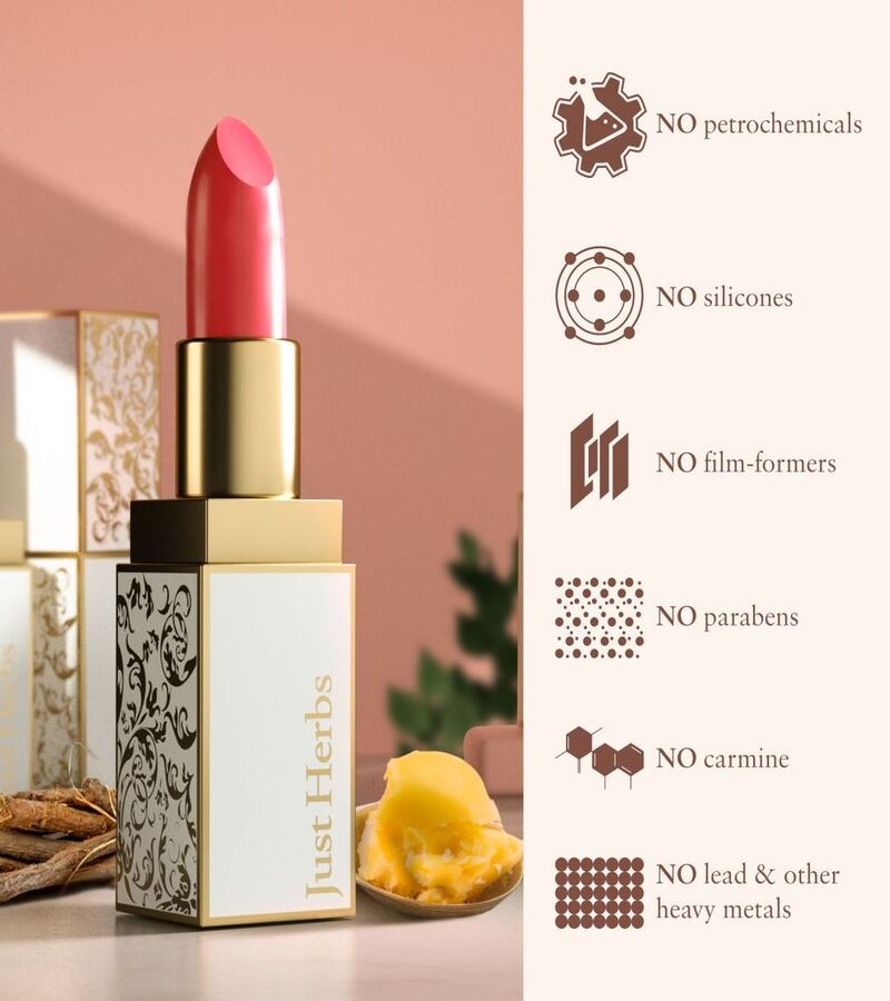 Just Herbs + lips + Herb Enriched Ayurvedic Lipstick + Peachy Pink + deal