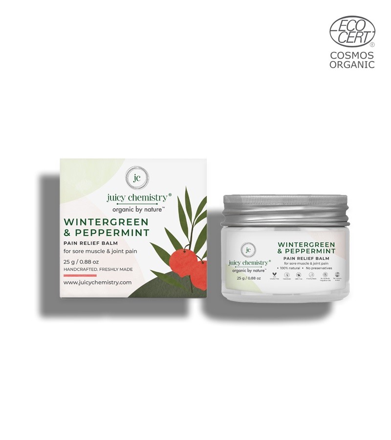 Juicy Chemistry + pain relief + Organic Wintergreen & Peppermint (Pain Relief Balm) + 25 gm + shop