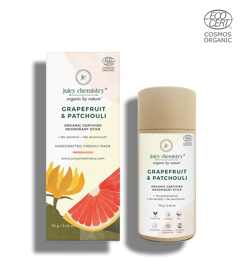 Juicy Chemistry + deodorant + Organic Grapefruit & Patchouli Deodorant Stick + 70gm + shop
