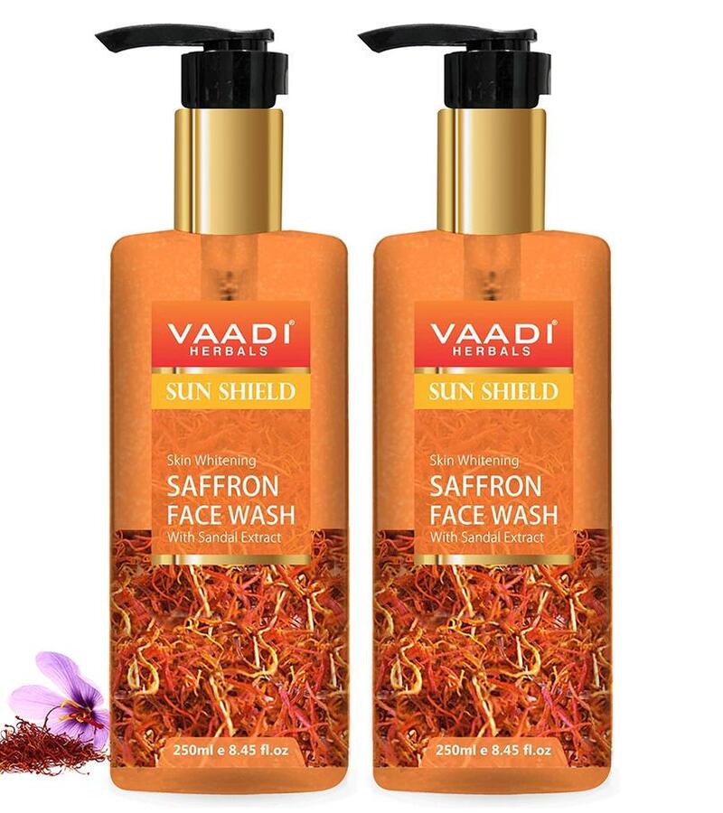 Vaadi Herbals + face wash + scrubs + Skin Whitening Saffron Face Wash with Sandal Extract + Pack Of 2 + buy
