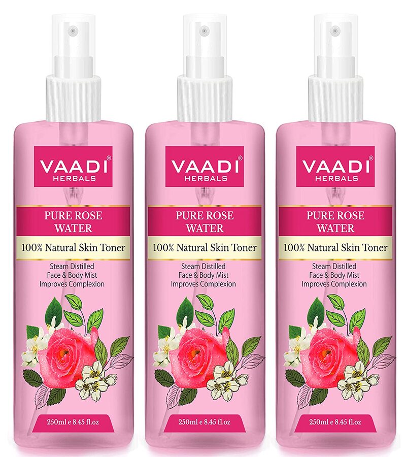 Vaadi Herbals + toners + mists + Rose Water - 100% Natural & Pure + Pack of 3 + buy