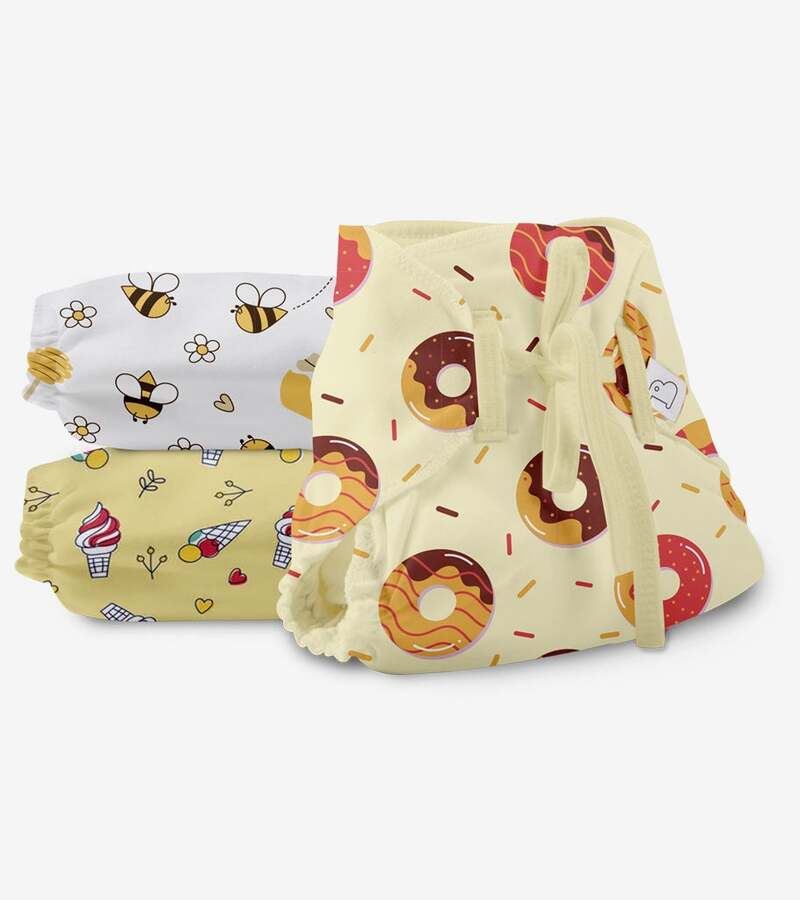 Superbottoms + baby diaper & wipes + Dry Feel Langot - Sweet Tooth Collection Pack Of 3 + Pack of 3  Size 0 (till 5kg) + buy
