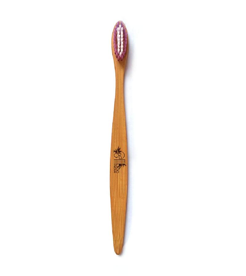 Bamboo India + tools + Bamboo Toothbrush with Red & Violet Medium Bristles + Pack of 2 + discount