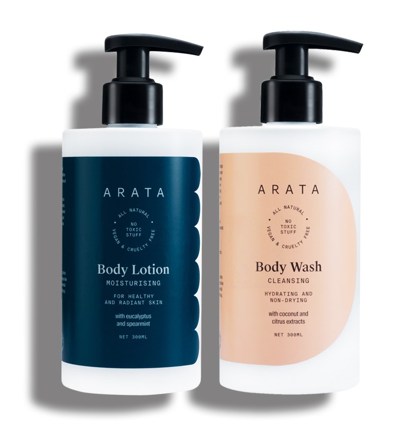 Arata + body wash + Natural Body Care Set For Men & Women With Body Lotion & Body Wash + 600ml + buy