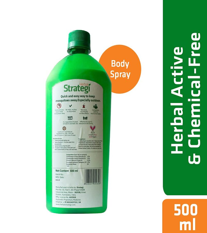 Herbal Strategi + insect repellents + Mosquito Repellent Body Spray + 500 ml + shop
