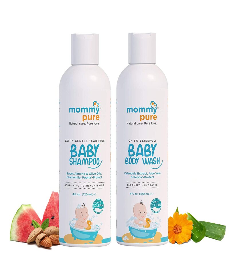 MommyPure + baby bath & shampoo + Baby Body Wash + Shampoo Combo + Pack of 2 (Each 120ml) + buy