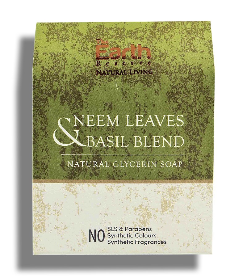 The Earth Reserve + soaps + liquid handwash + Neem Leaves And Basil Blend Natural Glycerin Soap + 100 gm + shop