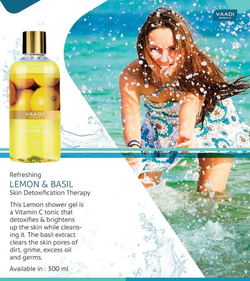 Vaadi Herbals + body wash + Refreshing Lemon & Basil Shower Gel + Pack of 3 + deal