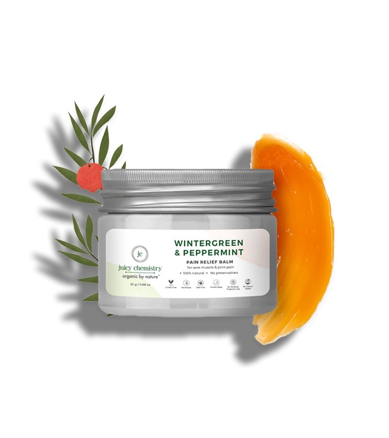 Juicy Chemistry + pain relief + Organic Wintergreen & Peppermint (Pain Relief Balm) + 25 gm + online