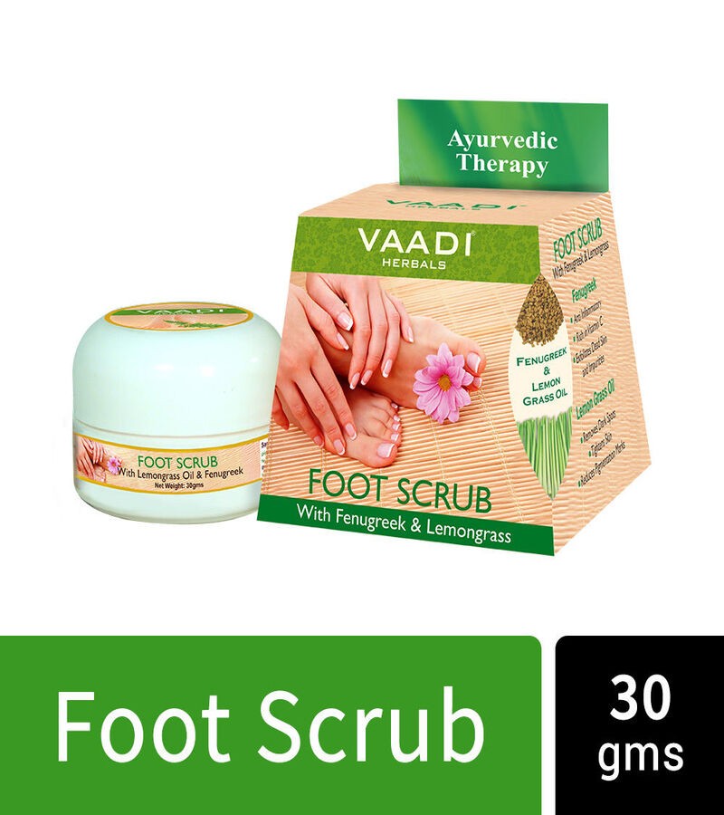 Vaadi Herbals + body scrubs & exfoliants + Foot Scrub with Fenugreek & Lemongrass Oil + Pack of 4 + discount