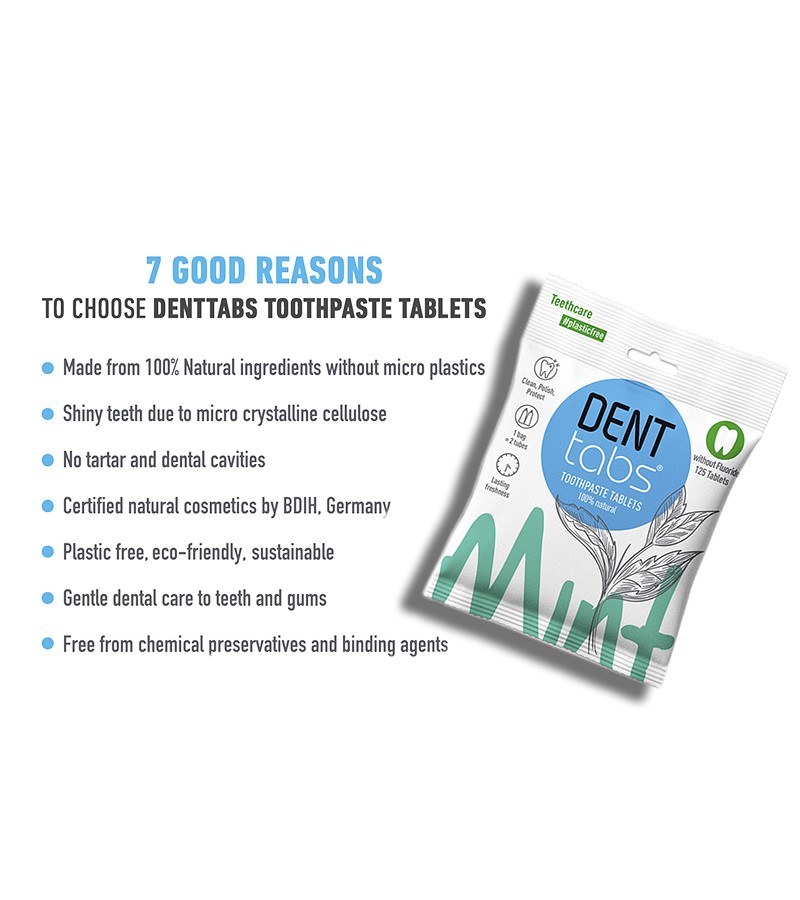 Denttabs + toothpaste & tabs + Denttabs toothpaste tablets – Mint flavor 125 Tablets without fluoride + 125 Tablets + deal