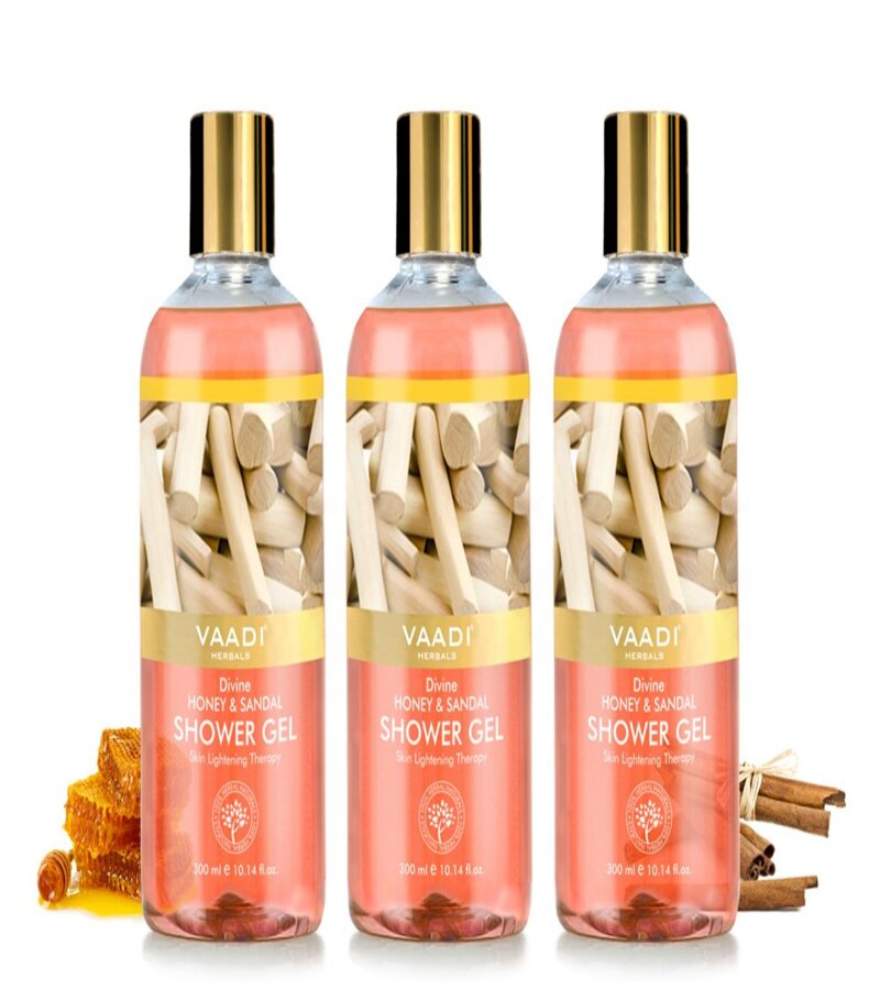 Vaadi Herbals + body wash + Divine Honey & Sandal Shower Gel + Pack of 3 + buy