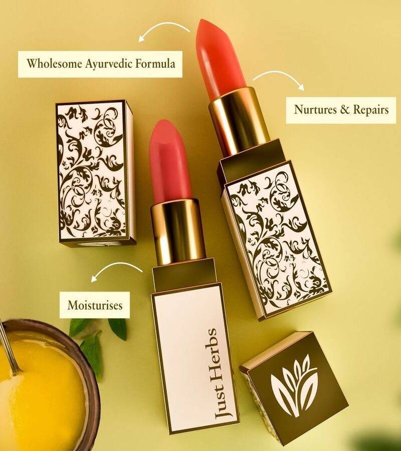 Just Herbs + lips + Herb Enriched Ayurvedic Lipstick + Subtle Tea Rose Pink + online