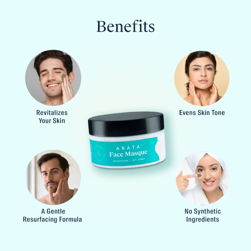 Arata + peels & masks + Natural Clay Face Masque With Activated Charcoal, Kaolin & Brazilian Blue Clay For Men & Women + 100 gm + discount