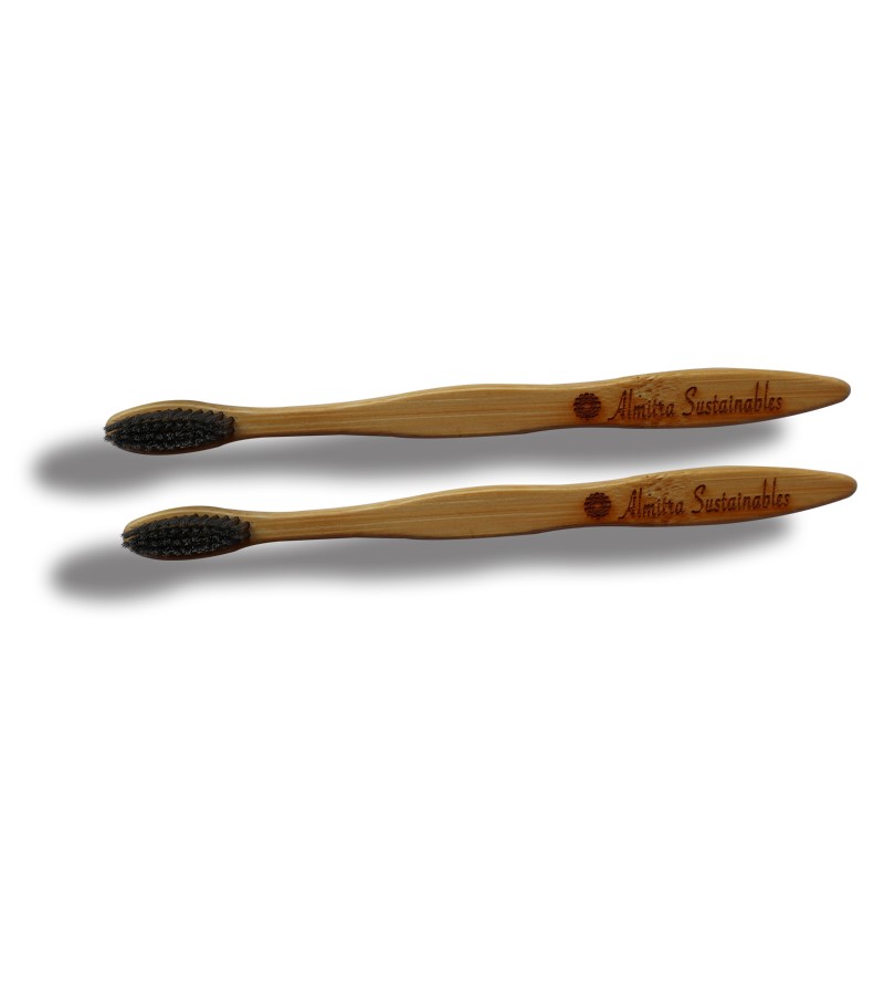 Almitra Sustainables + tools + Bamboo Toothbrush – Charcoal (Pack of 2) + Standard + discount