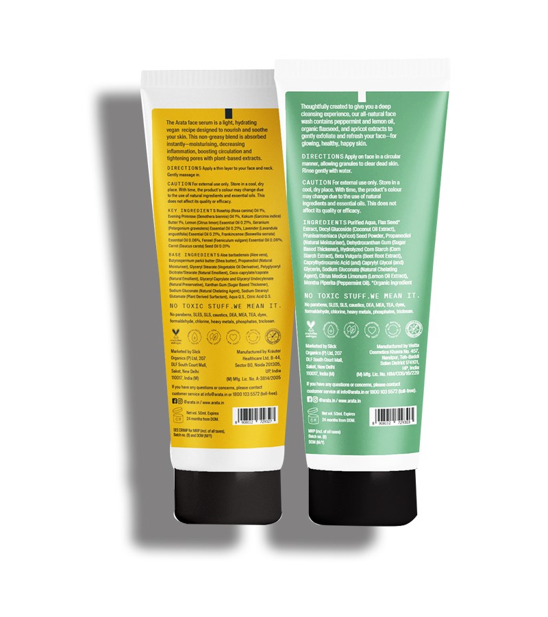 Arata + face serums + face creams + Natural Anti-Aging Face Kit For Men & Women with Face Serum & Face Wash + 100ml + shop