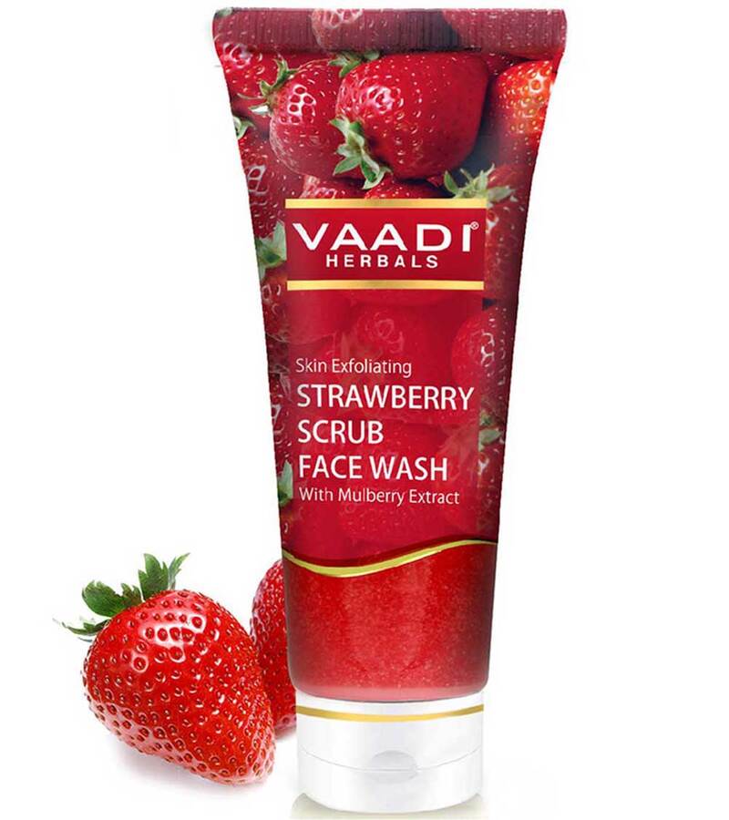 Vaadi Herbals + face wash + scrubs + Strawberry Scrub Face Wash with Mulberry Extract + 60 ml + buy