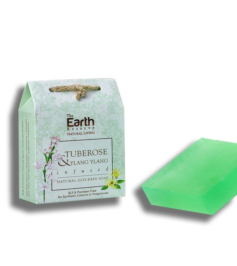 The Earth Reserve + soaps + liquid handwash + Tuberose & Ylang Ylang Infused Natural Glycerin Soap + 100 gm + buy