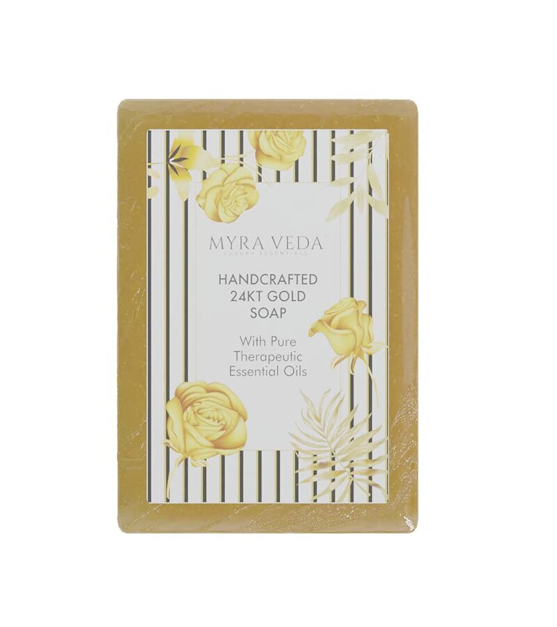Myra Veda Luxury Essentials + soaps + liquid handwash + Handcrafted 24 Kt Gold Soap + 100gm + buy