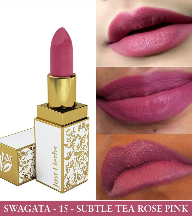 Just Herbs + lips + Herb Enriched Ayurvedic Lipstick + Subtle Tea Rose Pink + shop