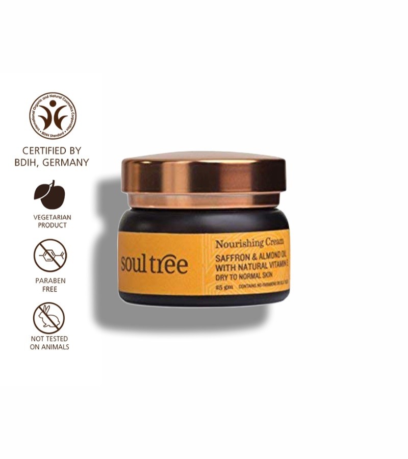 Soultree + face serums + face creams + Nourishing Cream - Saffron & Almond Oil with Natural Vitamin E + 25 gm + shop