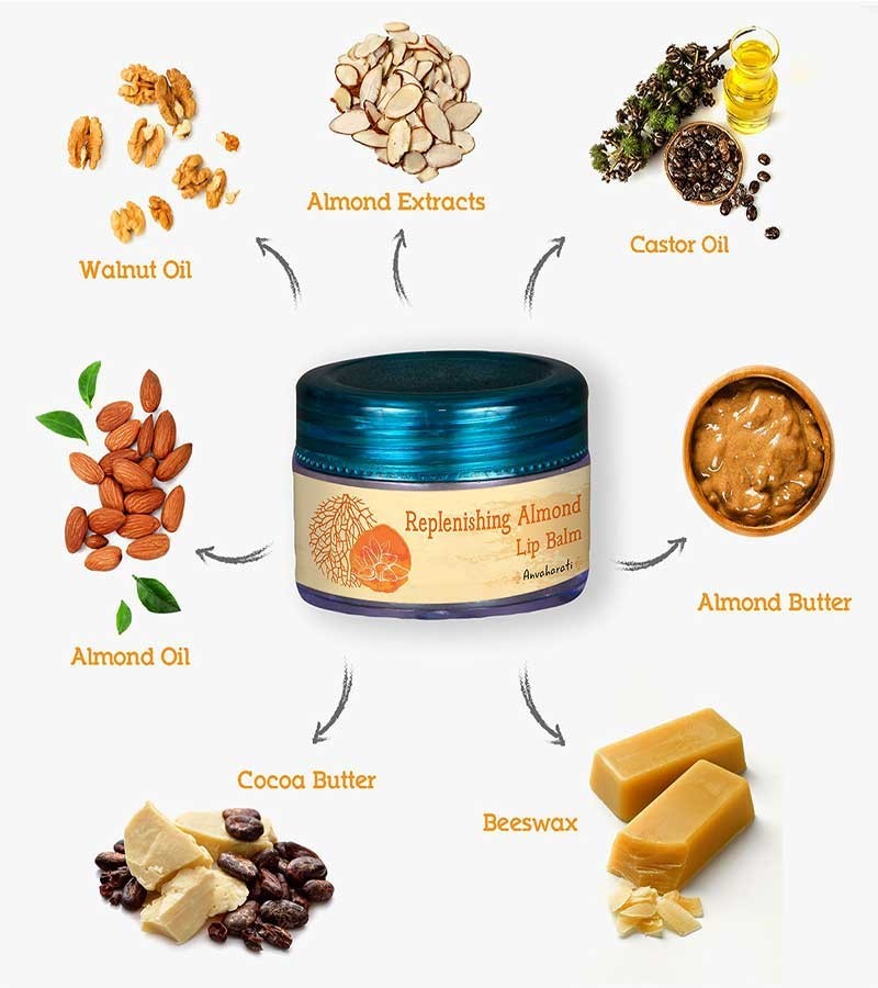 Vikarah + lip balms & butters + Replenishing Almond Lip Balm + 5 gm + online