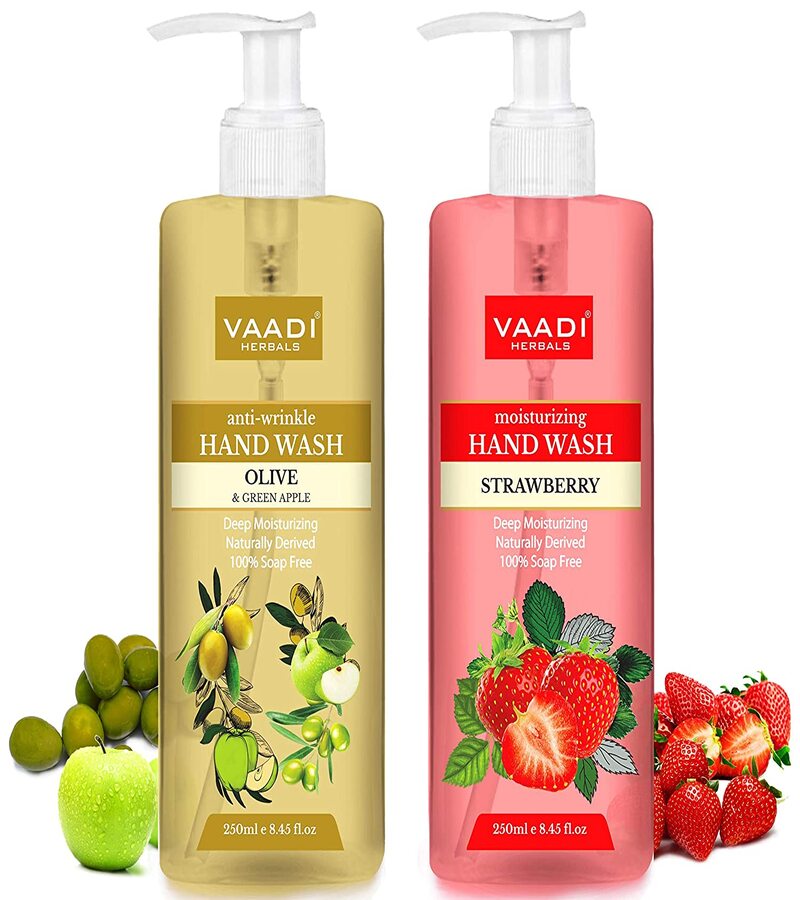 Vaadi Herbals + soaps + liquid handwash + Rejuvenating -  Luxurious Handwash - Olive & Strawberry + Pack of 2 + shop