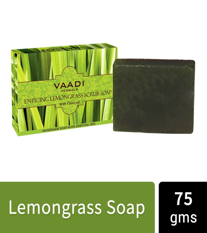 Vaadi Herbals + soaps + liquid handwash + Enticing Lemongrass Scrub Soap + Pack Of 6 + discount