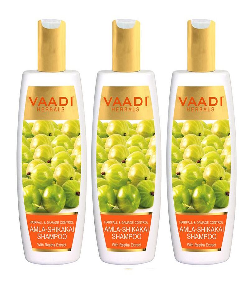 Vaadi Herbals + shampoo + Amla Shikakai Shampoo - Hairfall & Damage Control + Pack of 3 + buy