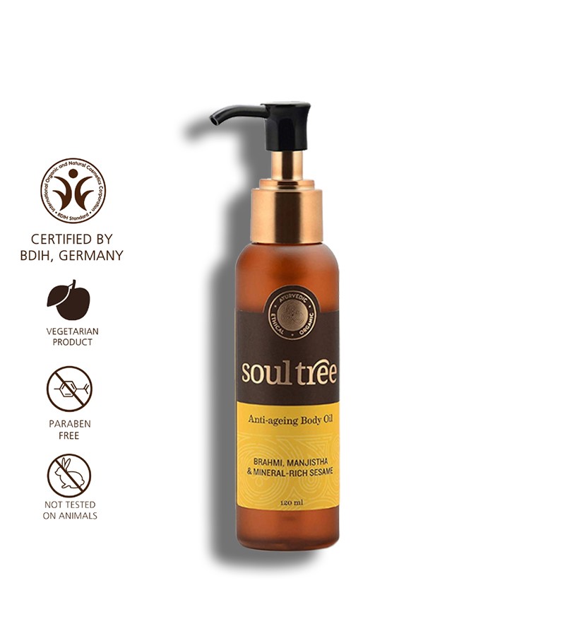 Soultree + body oils + Anti-Ageing Body Oil - Brahmi, Manjistha & Mineral-Rich Sesame + 120 ml + shop