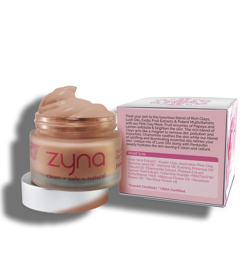 Zyna + peels & masks + Soothing And Refining Pink Clay Mask + 50 ml + discount