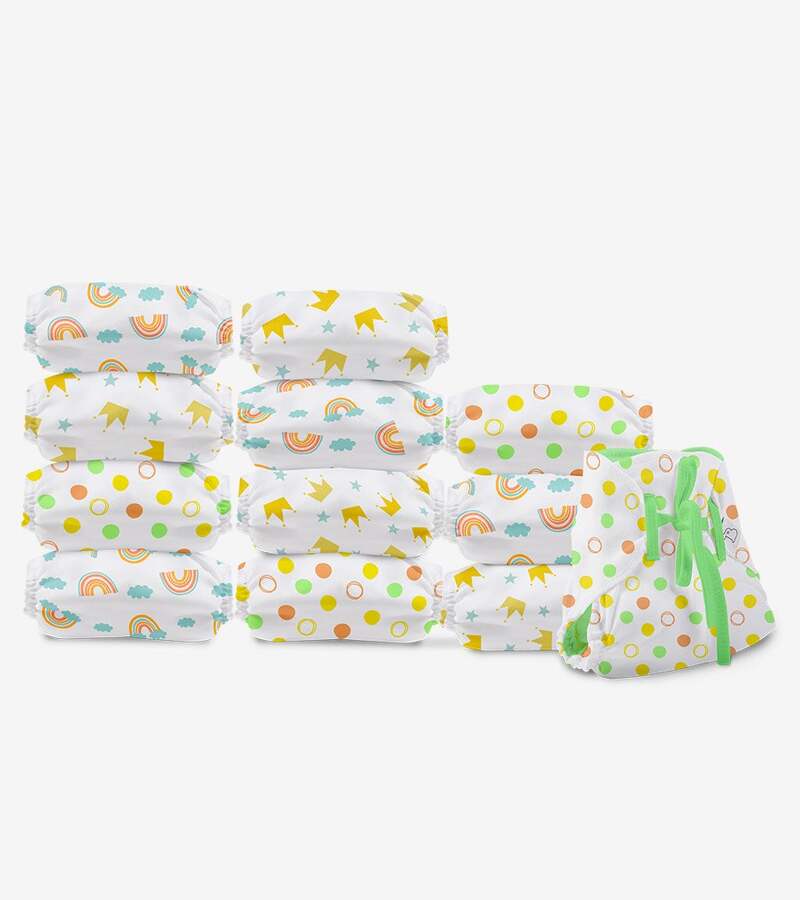 Superbottoms + baby diaper & wipes + Dry Feel Langot - Sparkle and Shine Collection Pack of 12 + Size 0 (till 5kg) + buy