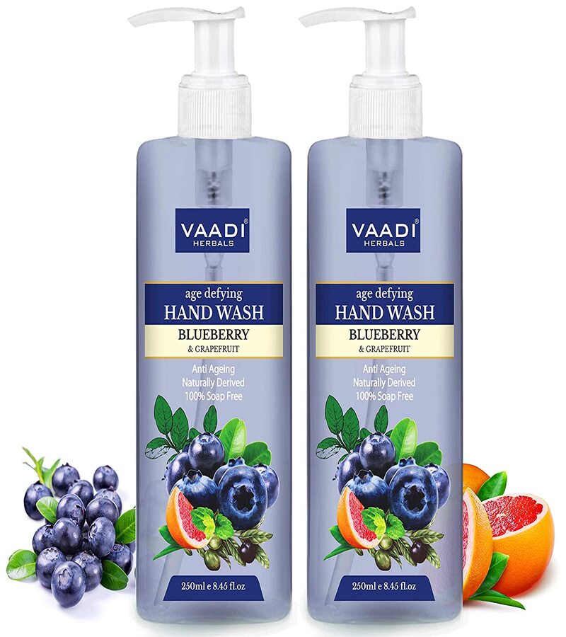 Vaadi Herbals + soaps + liquid handwash + Age Defying Blueberry & Grapefruit Hand Wash + Pack of 2 + shop