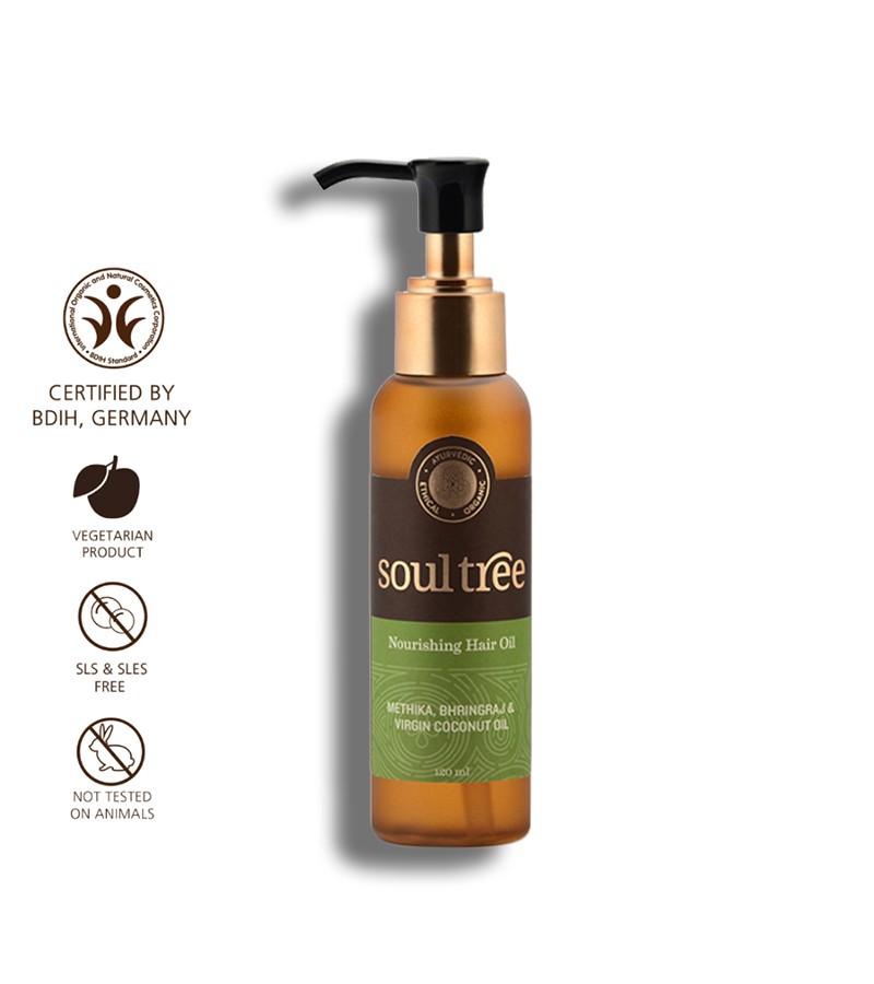 Soultree + hair oil + serum + Nourishing Hair Oil with Methika, Bhringraj & Virgin Coconut + 120 ml + shop