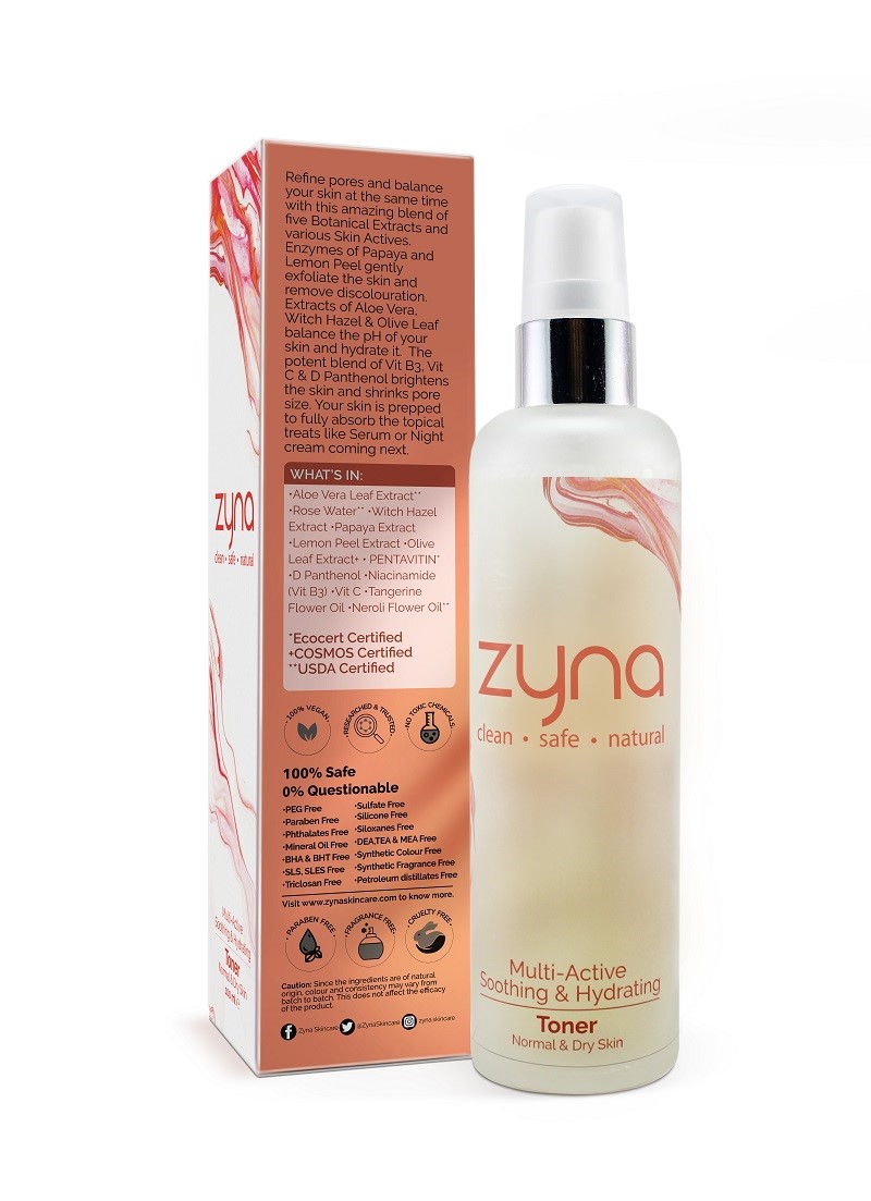 Zyna + toners + mists + Hydrating Toner & Facewash for normal / dry skin + 200ml + discount