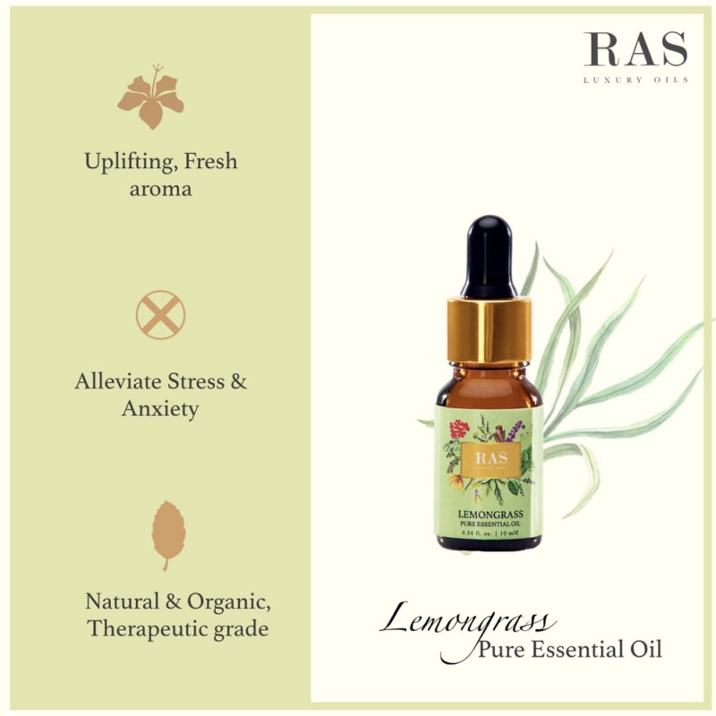 RAS Luxury Oils + essential oils + Lemongrass Pure Essential Oil + 10 ml + shop