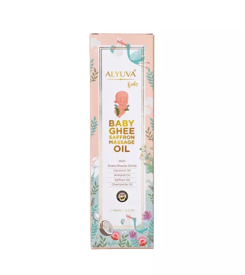 Alyuva + oils & creams + Baby Ghee Saffron Massage Oil + 100 ml + buy