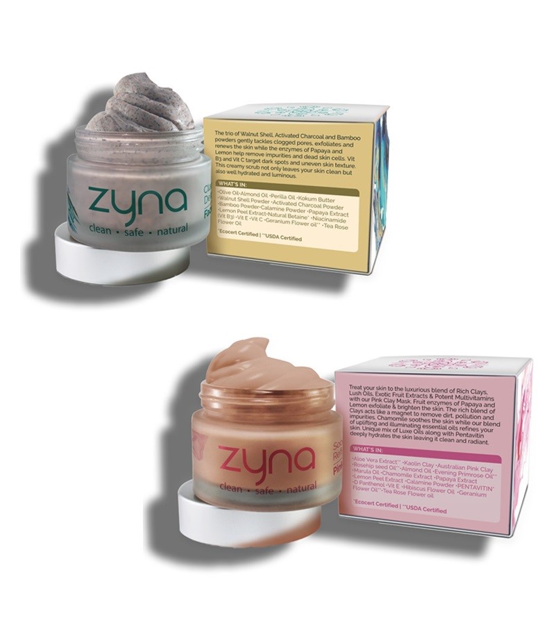 Zyna + peels & masks + Pink Clay Face Mask & Clarifying Face Scrub + 100ml + shop