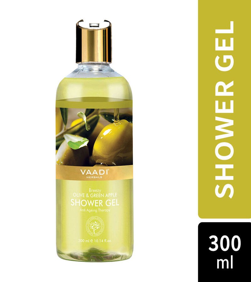 Vaadi Herbals + body wash + Breezy Olive & Green Apple Shower Gel + Pack of 3 + discount