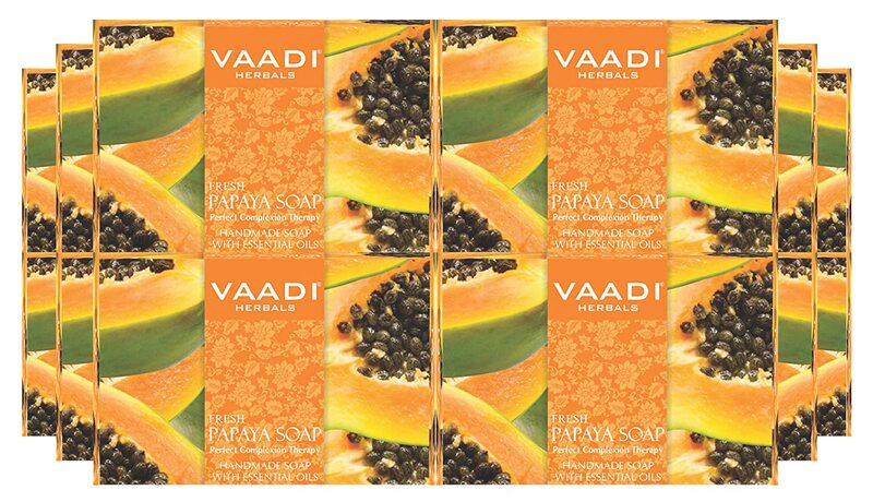 Vaadi Herbals + soaps + liquid handwash + Fresh Papaya Soap + Pack of 12 + buy